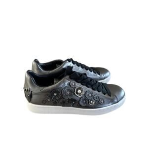 COACH Tea Rose Gunmetal Metallic Leather Women's Size 9 New